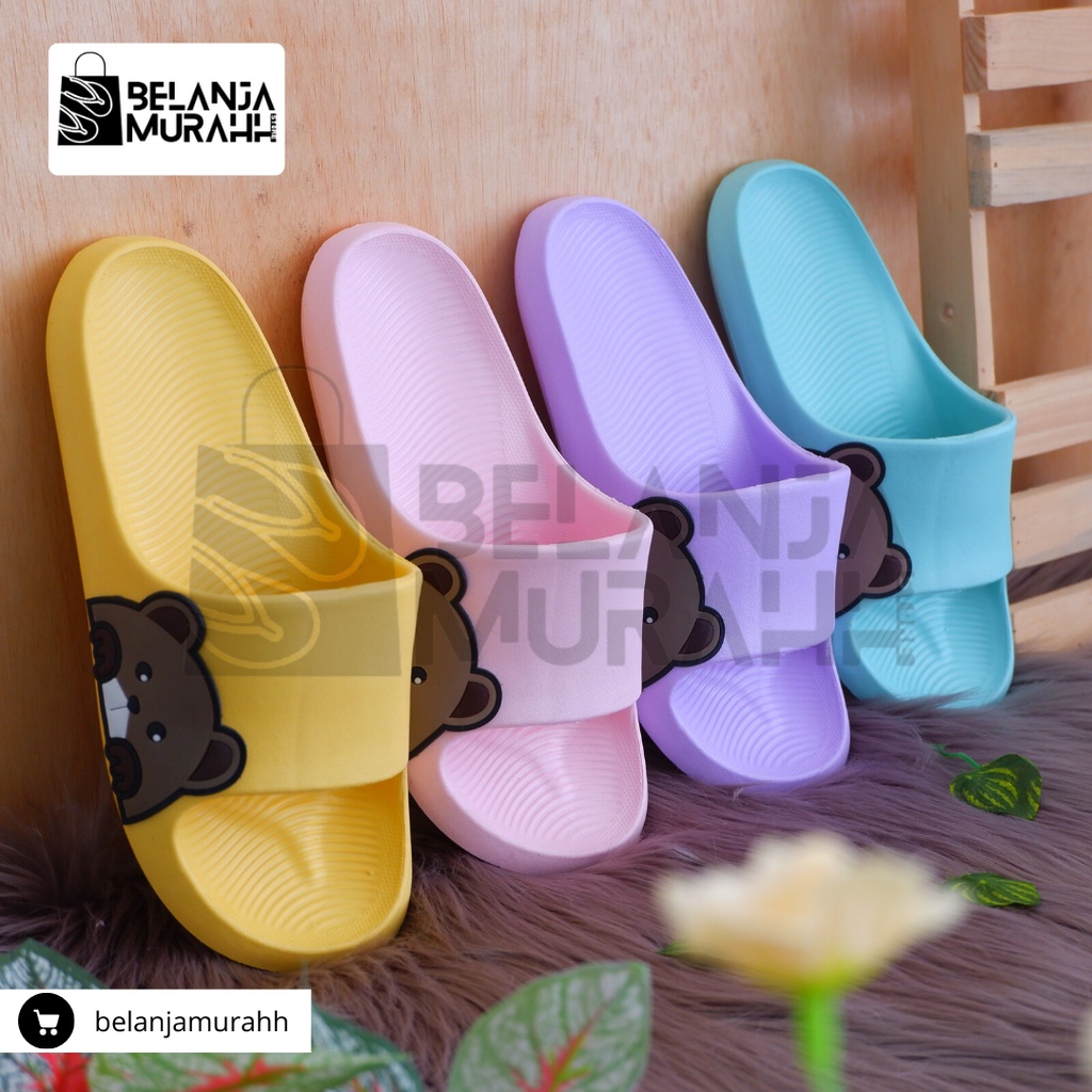 Sandal Slide Anak Korean Style Karet Karakter Lucu Aman dan Nyaman