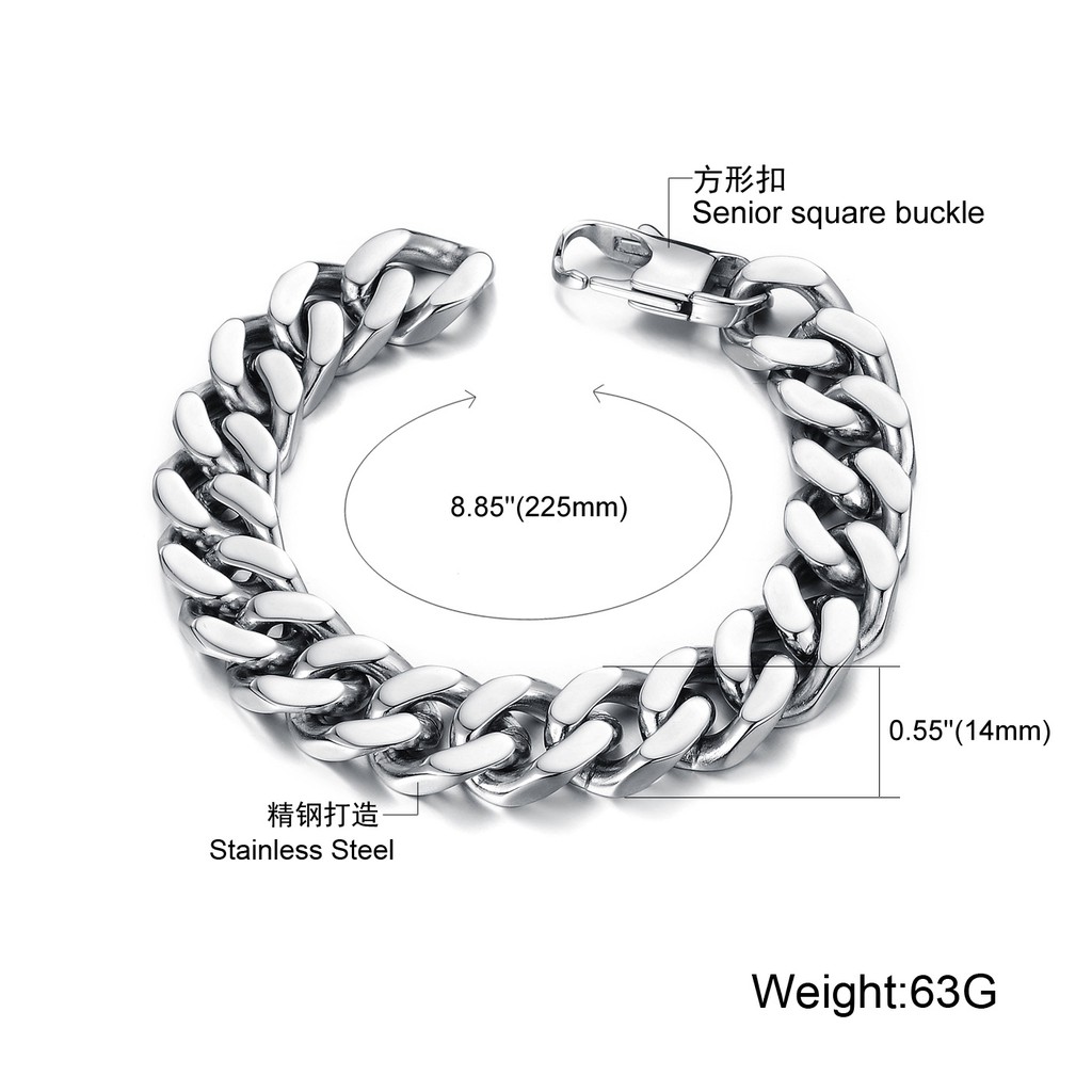 Gelang Cowok Stainless Steel Titanium Anti Karat Warna Silver 10mm 12 mm GP006