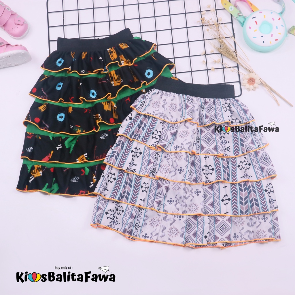 Rok Tumpuk Uk. 7-9 th / Rok Anak Cewek Skirt Perempuan Pesta Harian Murah Motif