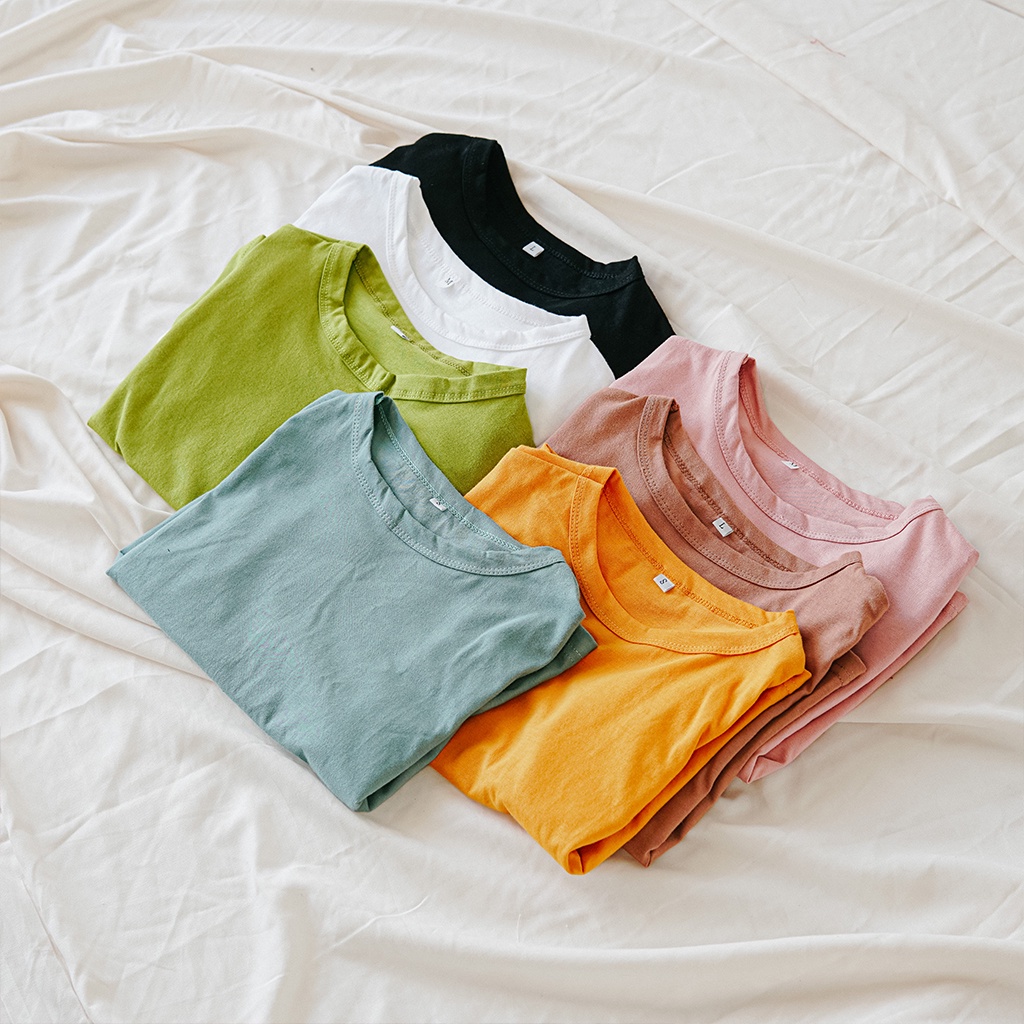 Crop Top T-Shirt Wanita kaos Kerah Bulat NR