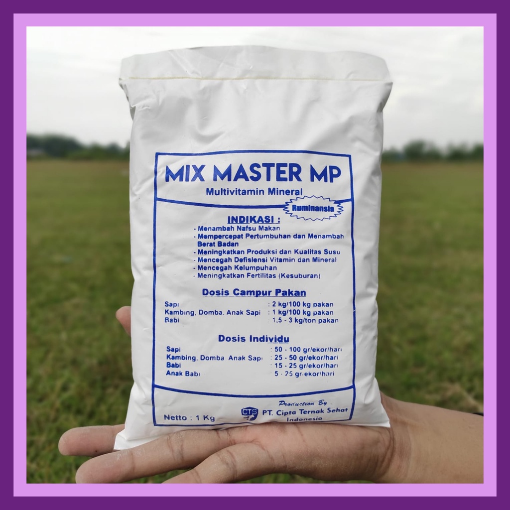 MIX MASTER MP 1 kg | Premix Mineral Multivitamin Sapi kambing Domba  | Multivitamin Mineral Tambahan Pakan Ternak Sapi Kambing Dombe Ayam | Apoternak