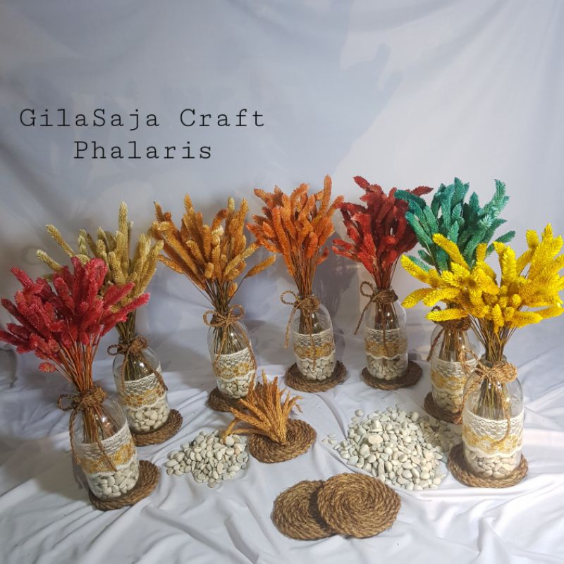 satu set vas besar dan bunga hias kering aesthetic dekorasi rumah dan foto produk