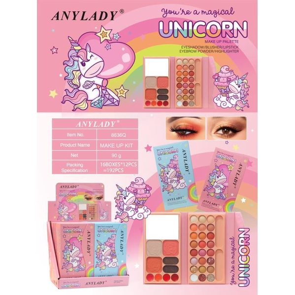 [Per Pc] Eyeshadow Make Up Kit Anylady UNICORN Magical / Magic Ballon / Hug Me