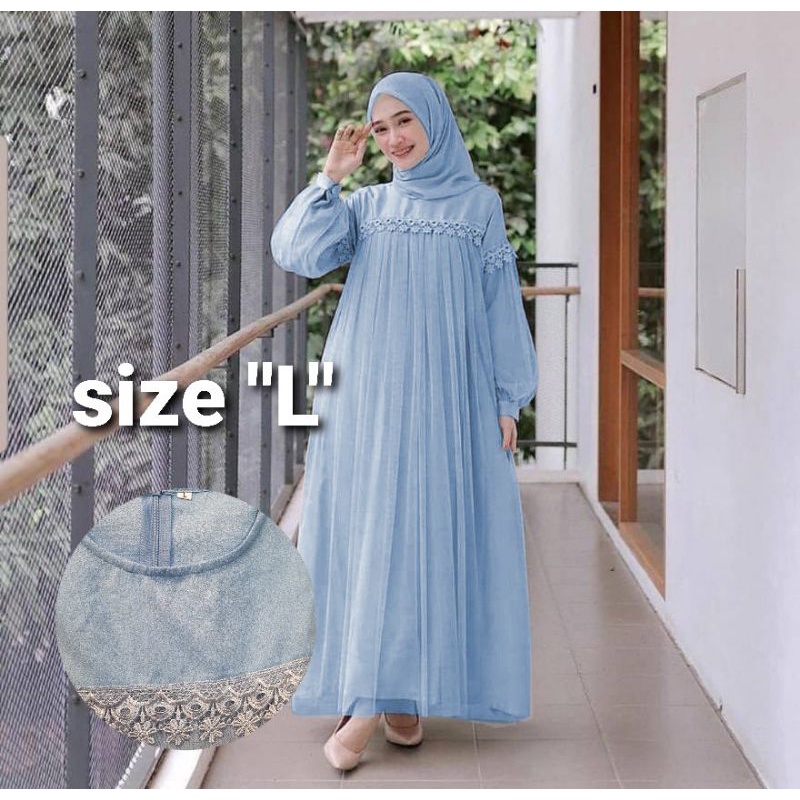 ELDE 12 - Maxi nuraini dress termurah TILE KELILING S M L XL XXL GAMIS NURNIA gamis renda pesta arab mewah murah terbaru premium Maxi Zoya / couple kemeja Kekinian Pakaian Wanita