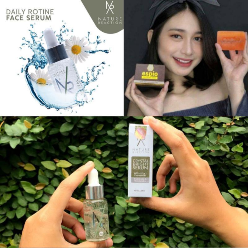PAKET DOUBLE HEMAT ( 3 Serum  Nature crystal bright + 1 sabun espio original)