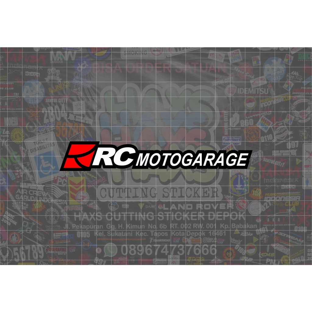 Cutting Sticker Logo RC Motogarage Ukuran 13 Cm Untuk Motor Dan Mobil