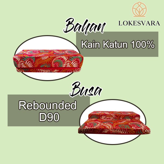 Matras Bantal Alas Meditasi (Bantal Doa/Duduk) Parsegi Batik Merah