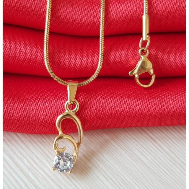 Kalung Titanium Double Love Import Gold