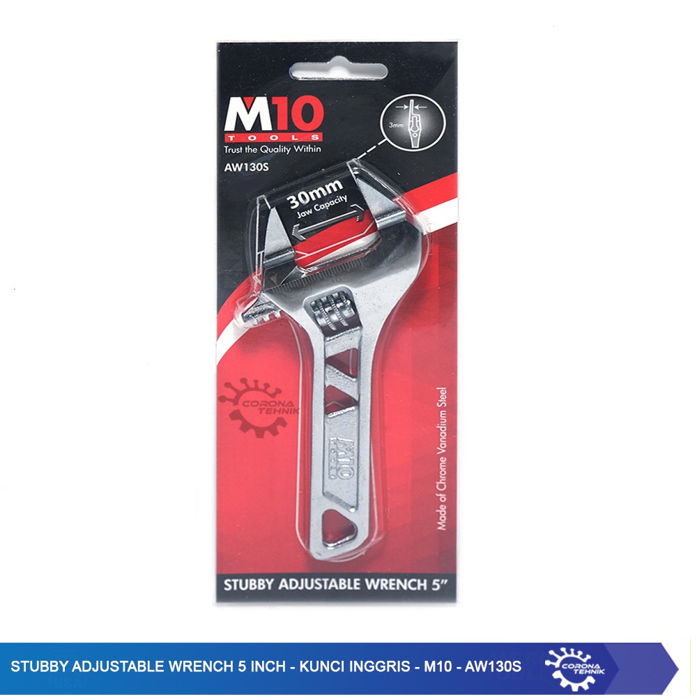 M10 - AW130S Stubby Adjustable Wrench 5 Inch - Kunci Inggris