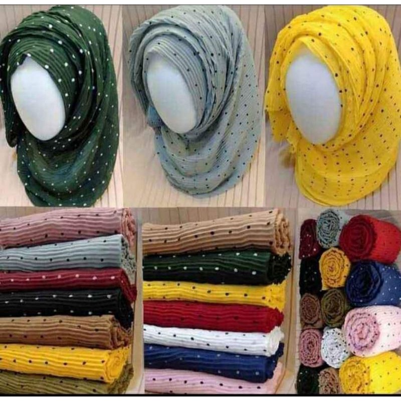 PASMINA PLISKET POLKADOT, PASMINA PLISKET PREMIUM, PASMINA POLKA, PASMINA PLISKET