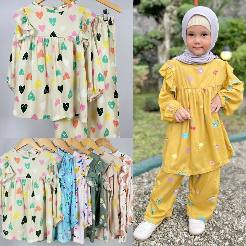 Setelan Rayon Anak Eliza Original Lucuna Baju Anak Perempuan Lengan Panjang Super Premuim Best Seller Terlaris Termurah