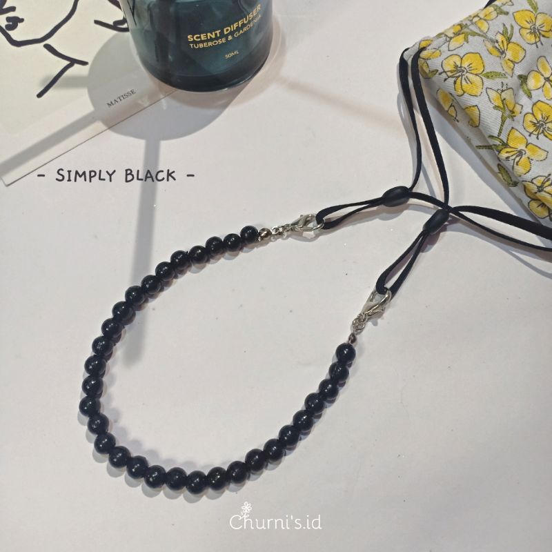 KONEKTOR MASKER MANIK PEARL / HIJAB KONEKTOR-Simply black