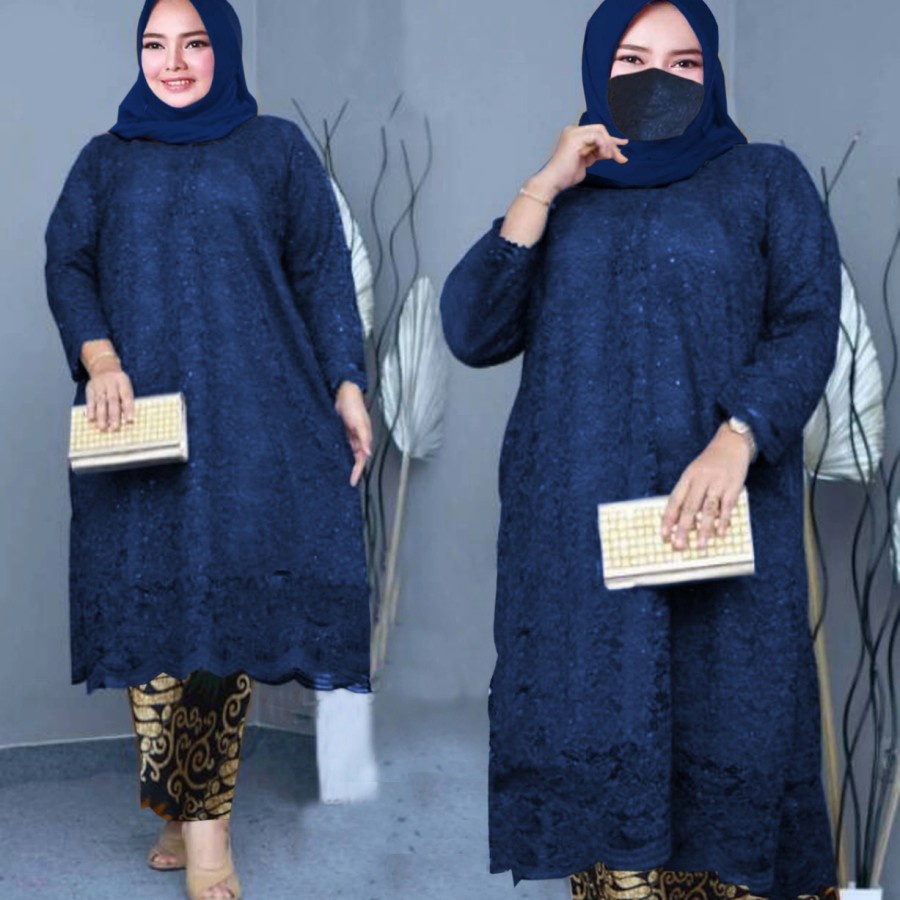 PROMO SETELAN Kebaya Brukat/KEBAYA tunik Modern/kebaya tunik / Set Kebaya Bianca / Kebaya Rinjani / Kebaya Brokat / Kebaya Pesta / Fashion Wanita / Big Size / Kebaya Size Jumbo M L XL XXL 3XL 4XL 5XL
