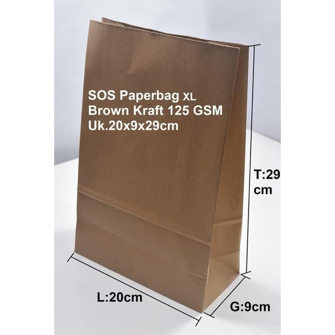 

(TERLARIS) Dijual Paperbag Sos Kantong Kertas Coklat 20X9X29Cm (Xl) Kopi