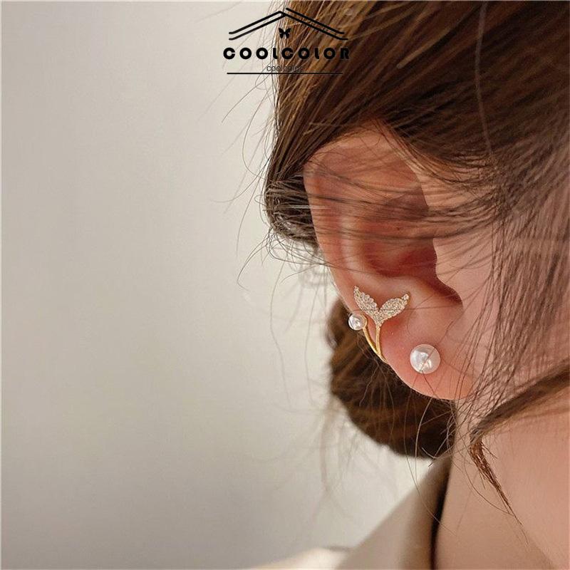 COD Anting 925 Perak Jarum Ikan Korea Ekor Mutiara 2022 Baru Trendi Elegan Fashion Stud Earrings- cl