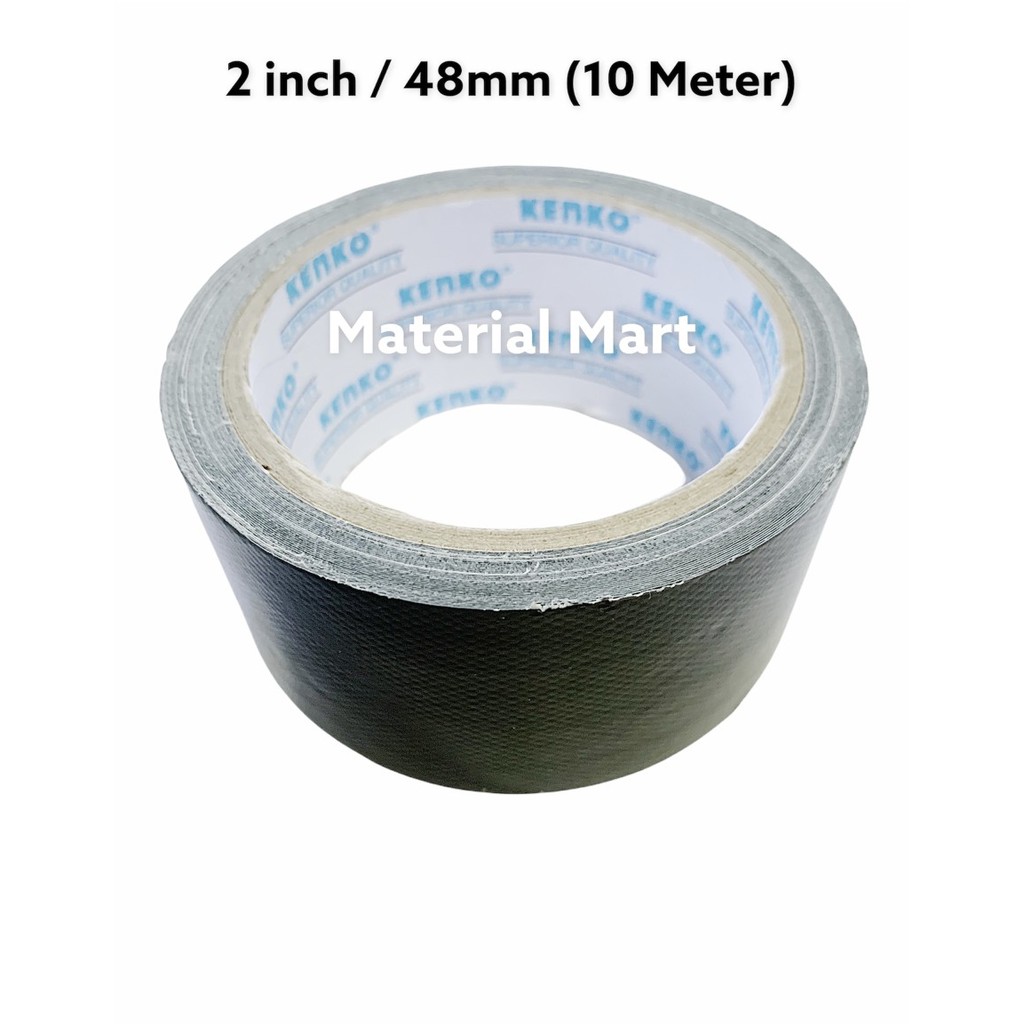 Lakban Kain Hitam 2 Inch | Black Cloth Tape 2inch | Isolasi Kain 48 mm | Material Mart