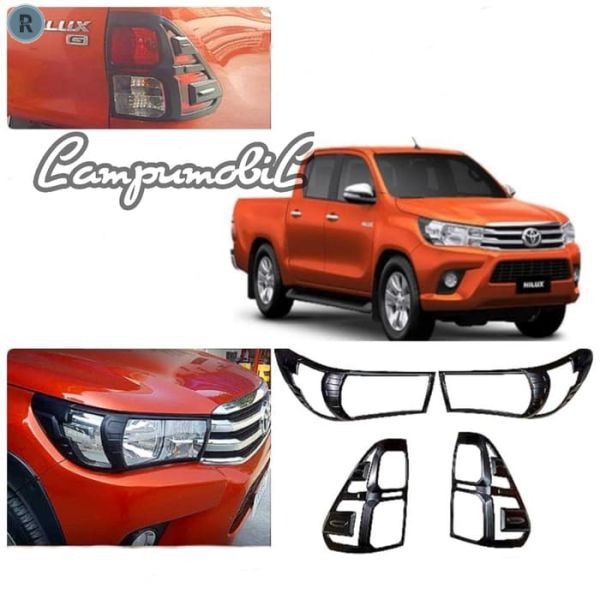 Ready Black Edition _ Garnish Lampu Depan & Belakang Toyota Hilux Revo