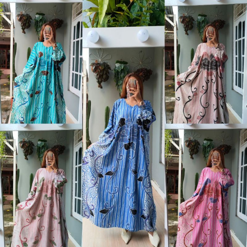 GUDANG BAJU DASTER GAMIS KAFTAN LOWO KELELAWAR BATIK PEKALONGAN JUMBO MODERN PREMIUM PANJANG BUSUI