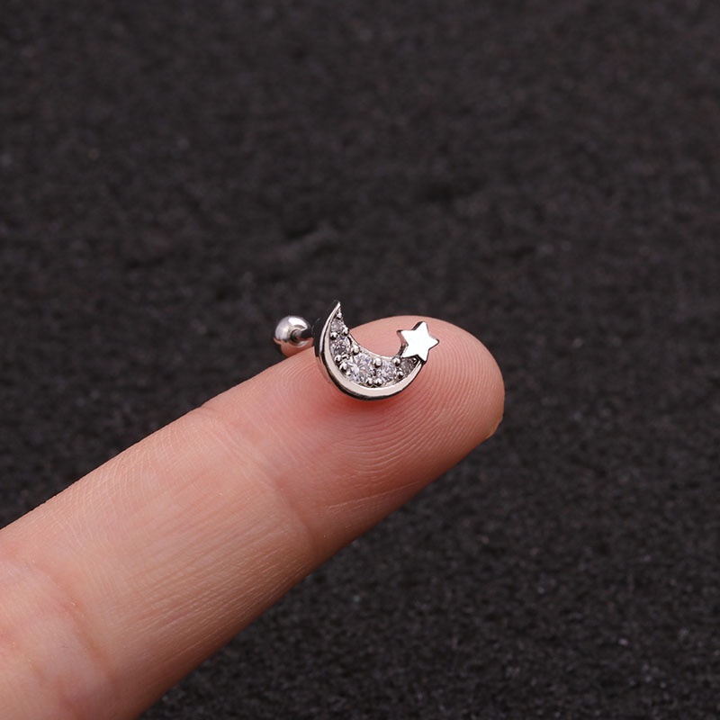 1 Pcs Korean Simple Style Creative Gecko Moon Flower Shape Earring for Women Valentines Day Present