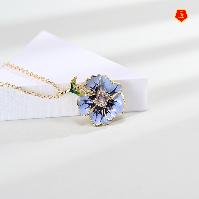 [Ready Stock]Elegant Graceful 18K Flower Ring Earrings and Necklace Set