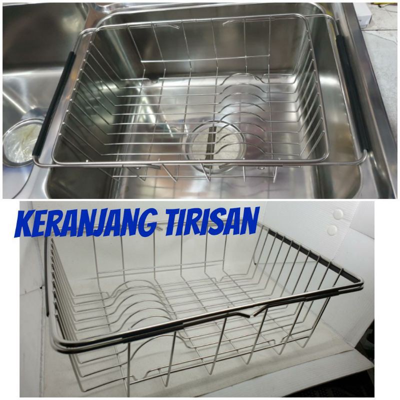 keranjang tirisan sink bak cuci piring / drainer basket stainless