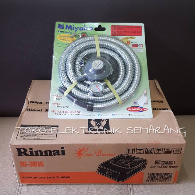 PAKET KOMPOR RINNAI RI 301S / RI 201S + REGULATOR MIYAKO RMS 206 PAKET