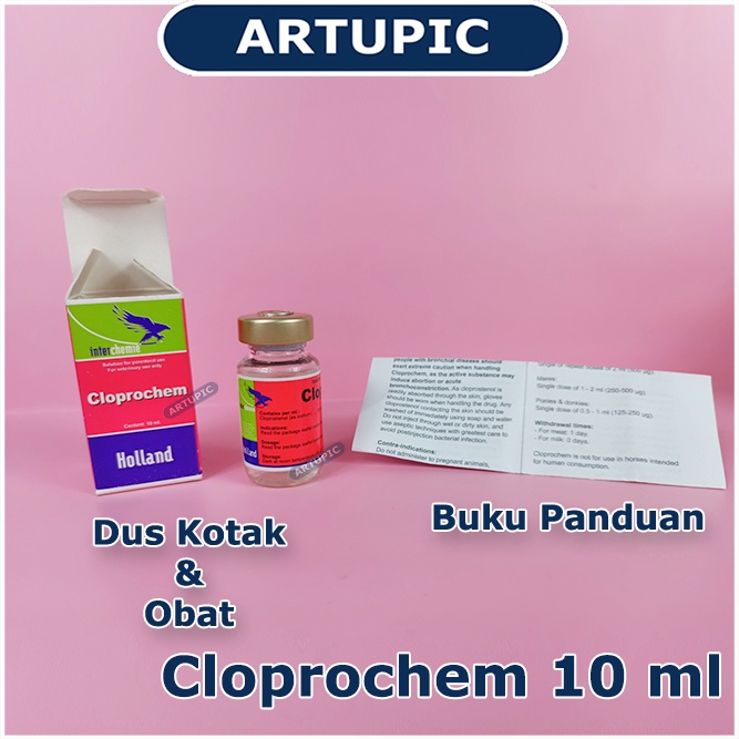 Cloprochem 10 ml Pemacu Birahi Hormon Supplemen Ternak Hewan Sapi Babi Domba Kuda Mengatasi Gangguan Reproduksi ovarium Mengakhiri kebuntingan Semu Menangani gangguan post partus pada uterus induksi kelahiran Cloprostenol