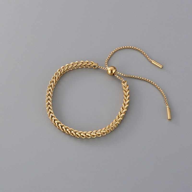 GG Gelang Tangan Serut Titanium Rantai Kait Gold