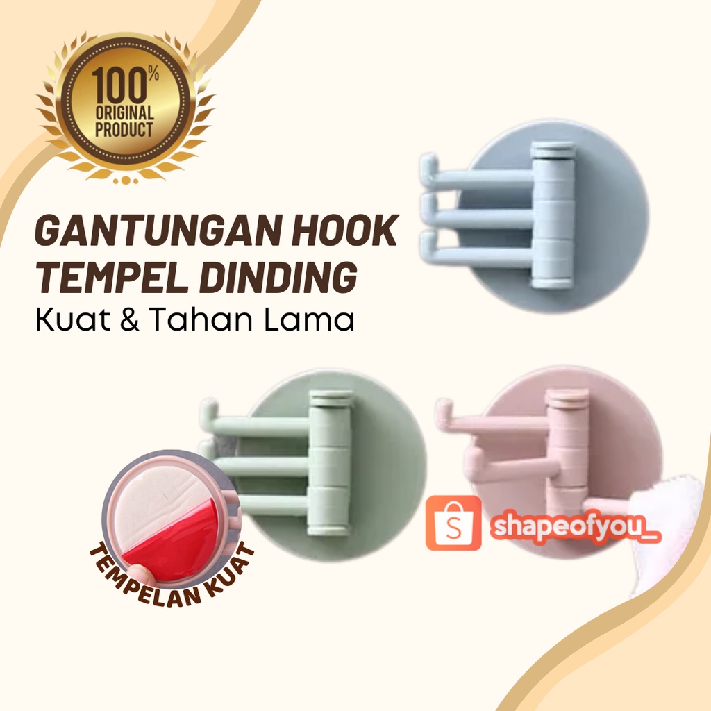 Gantungan Hanger Cantolan 3 in 1 Tempel Tembok Dinding Multifungsi 3in1 Hook Serbaguna Hiasan Dinding Hanger