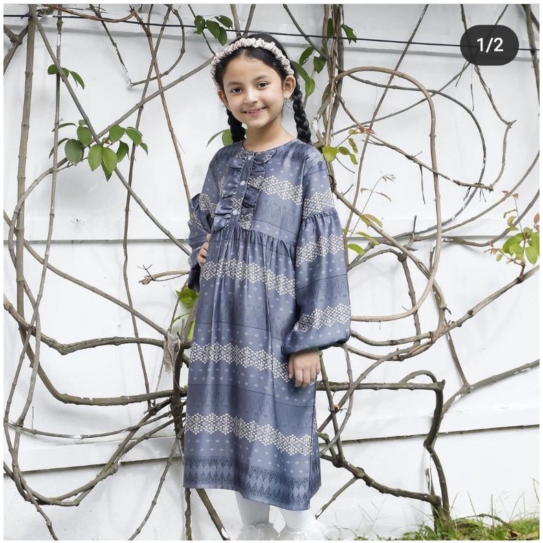 VANILLA HIJAB DANDELION DRESS ANAK  NAVY 6-8th