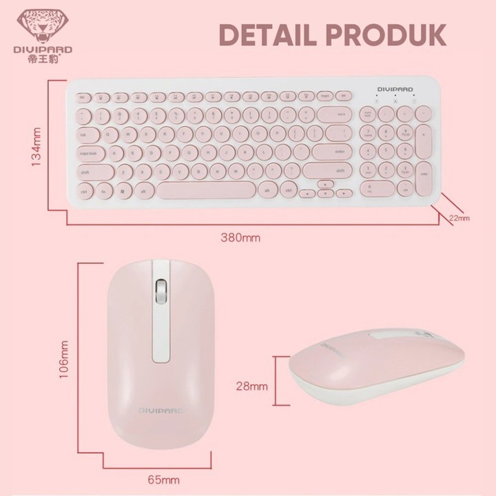 Keyboard Mouse Combo Wireless Divipard KM520 Ultra Slim Silent