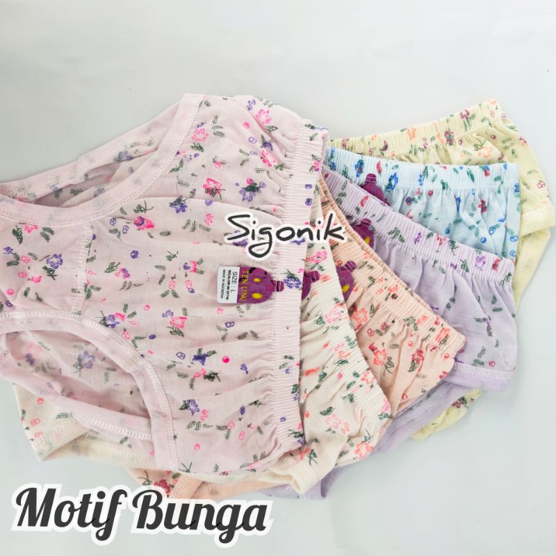 CD Celana Dalam Motif Perempuan Wanita cewek Dewasa Big Size Jumbo M L XL XXL 3L Import TNL TENLING Motif Bunga Katun Karet Kerut Undies Cawet Adem Nyaman Grosir Murah Sigonik