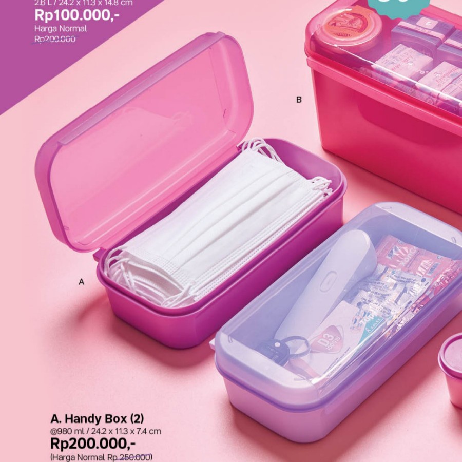 TUPPERWARE HANDY BOX 2 HANDY BOX HIGH FANCY SIGNATURE SET 4