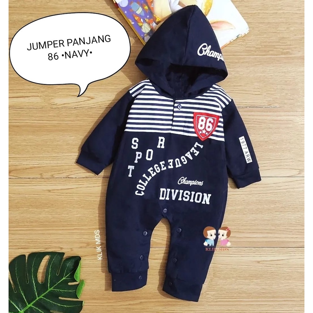 Klik Mds jumper Anak Bayi 0-6 Bulan Motif Sport Division 86 Free Topi / Jumper Anak Bayi laki-laki