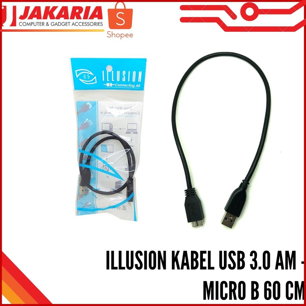 Konektor / Kabel Hardisk Eksternal &amp; Micro Usb Murah Berkualitas - Illusion 3.0 AM Micro B 60 cm