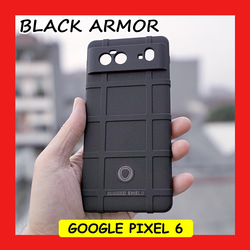 google pixel 6   rugged shield black armor soft case casing cover
