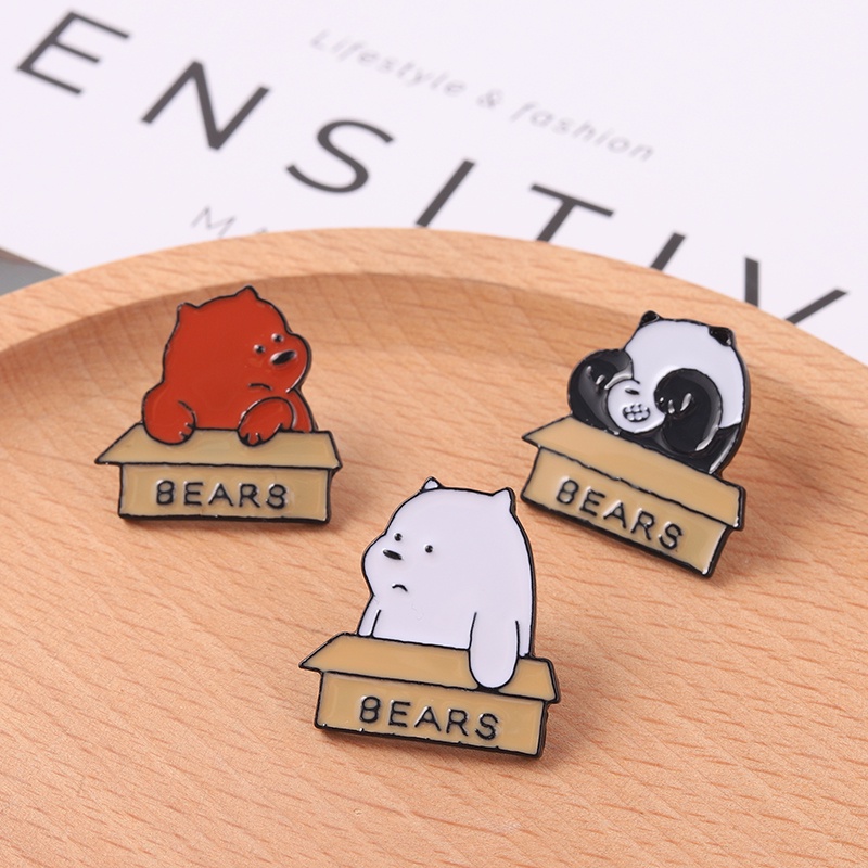 Bros Pin Enamel Bentuk Kartun Panda 3 Gaya Untuk Pakaian Wanita