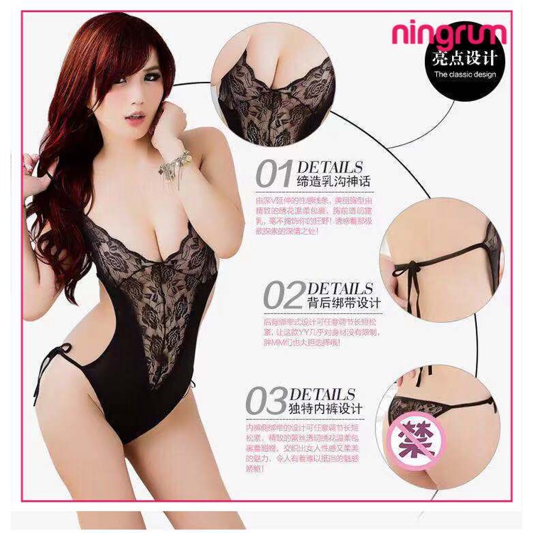 Ningrum Pakaian Dalam Wanita Lingerie Sexy Bodysuit Erotis Renda Baju Tidur Sexy - 4005