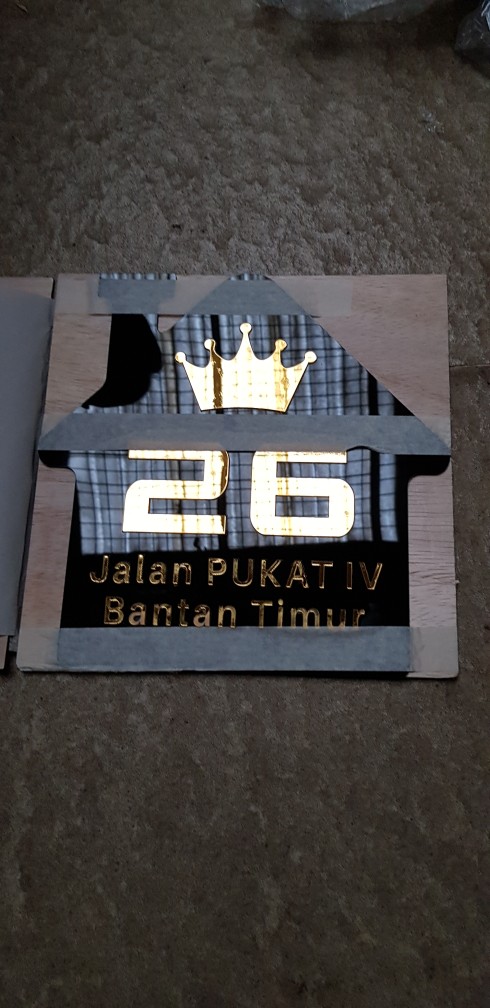 Nomor Rumah Akrilik 2 Layer Murah Bentuk Rumah Baru