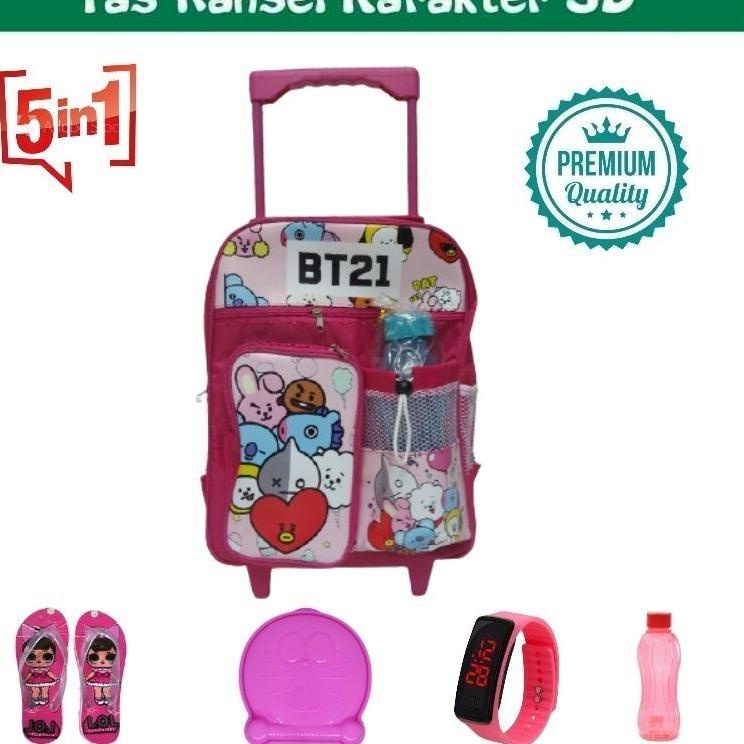 [KODE ZVN] BTS tas troli tas dorong tas koper motif bts ransel anak