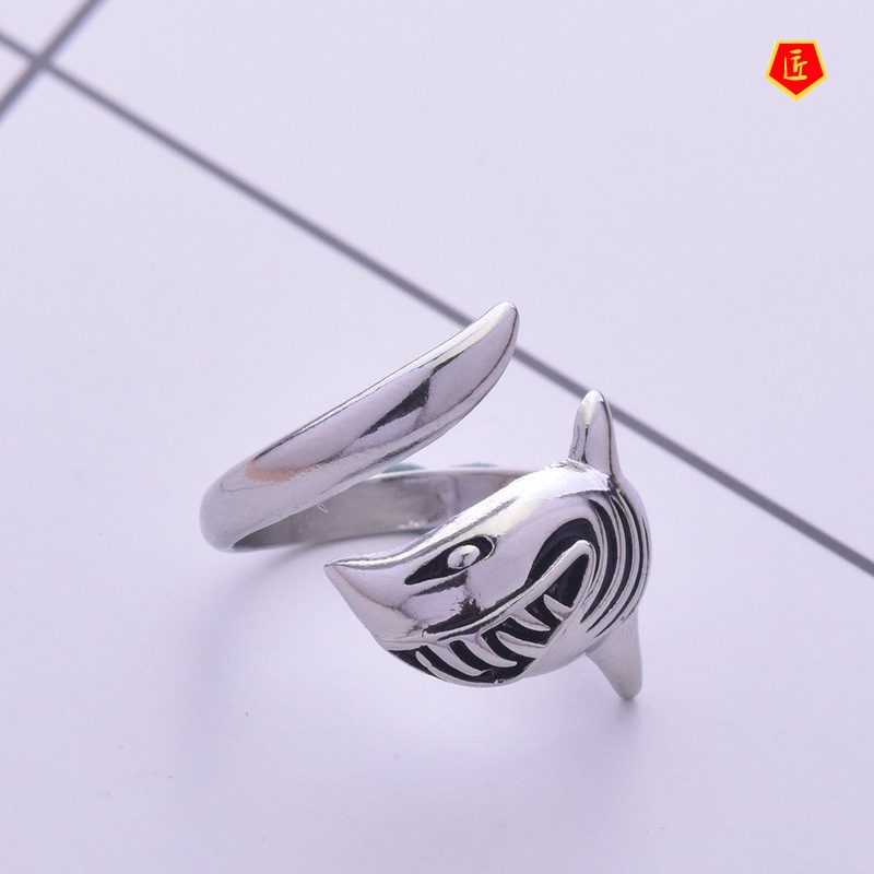 [Ready Stock]Fashion Creative Personality 925 Silver Shark Ring