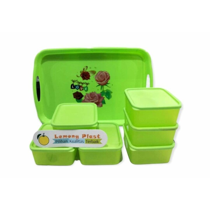 Toples set plus nampan 6 toples 1 nampan/lemony plast