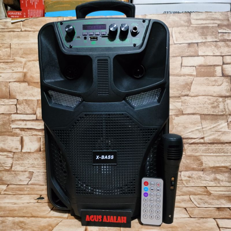 ✅COD SPEAKER BLUETOOTH KARAOKE +MIC KABEL+RADIO FM 1000WATT 8,5IN 8.5INCH FLECO F8803 XBASS/SOUND MU