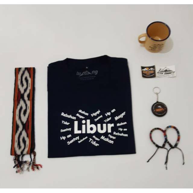 BAJU KAOS PRIA LIBUR REBAHAN MAKAN TIDUR  NGOPI SANTUY