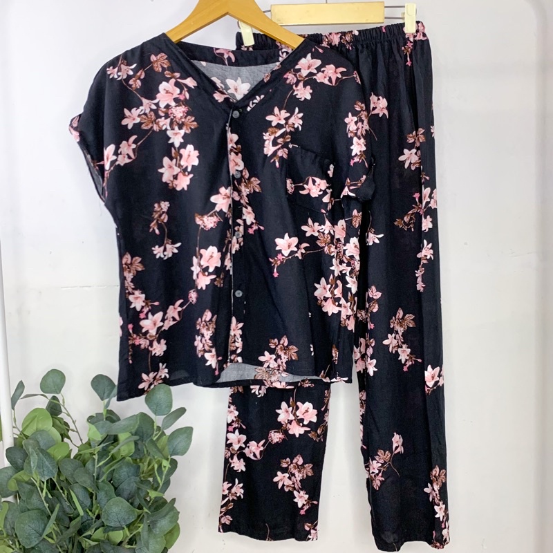 PIYAMA VNECK / PIYAMA KANCING HITS PIYAMA KANCING BUSUI / PIYAMA RAYON / HOMEWEAR-NC 26