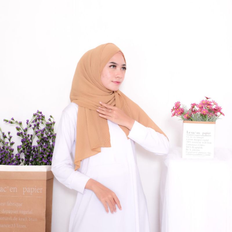 Alantasik - Pashmina Pasmina  plisket ceruti Plain Pleated Crinkled babydoll Tudung  Basic Shawl G.R.1