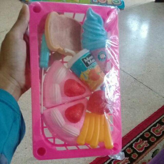 Special Pizza / Mainan Makanan Pizza Potong Plus Keranjang Tempat Dan Es Krim