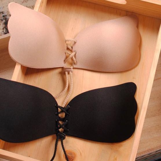 ♘ Bra push up CUP A B C beige black tempel backless tanpa tali invisible ♪