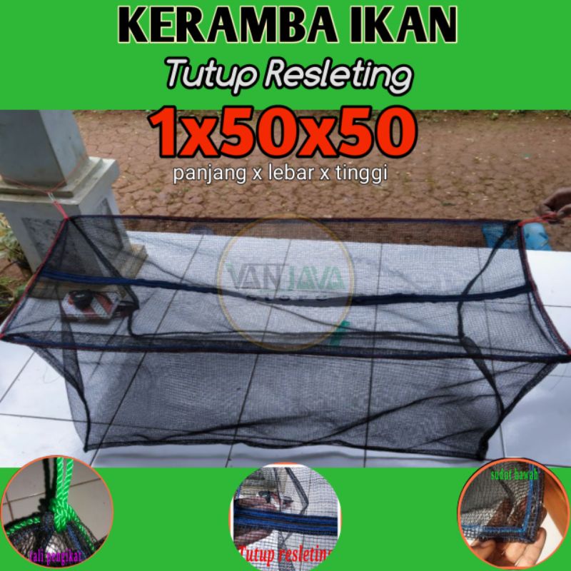 Keramba Ikan Kecil Tutup Resleting 15050 Jaring Apung Siap Pakai