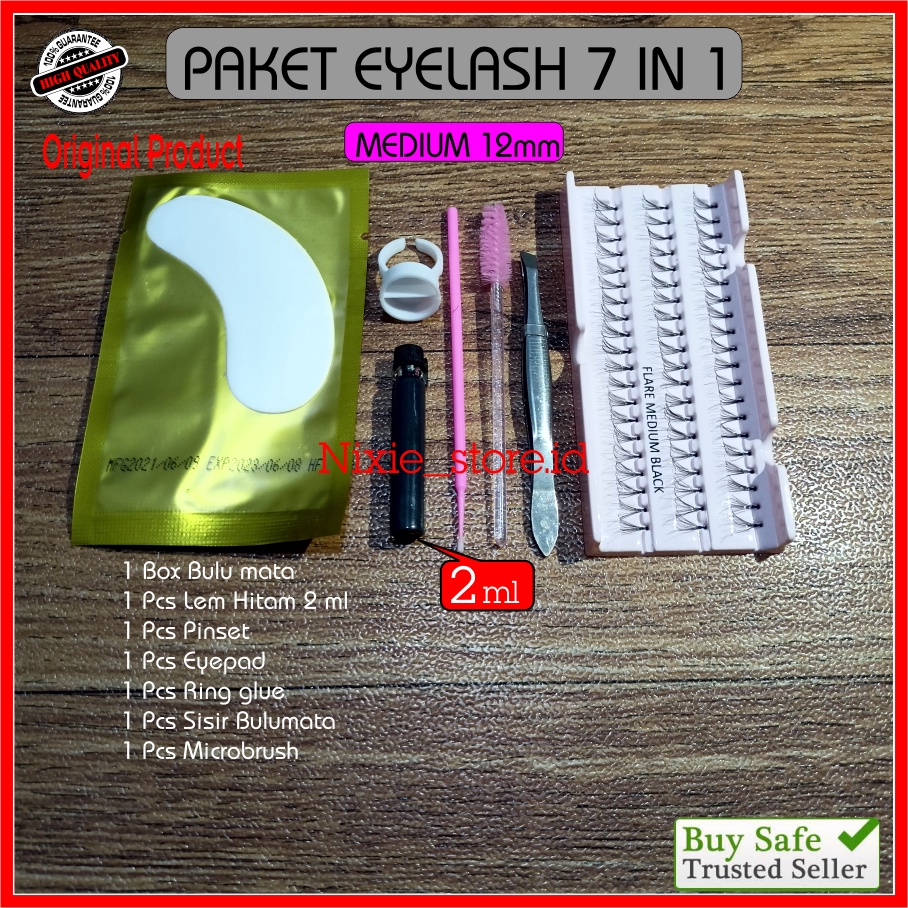 Paket Bulu Mata Tanam 7 in 1 Eyelash Extension Extensi Bulumata Natural Lentik Lembut Halus